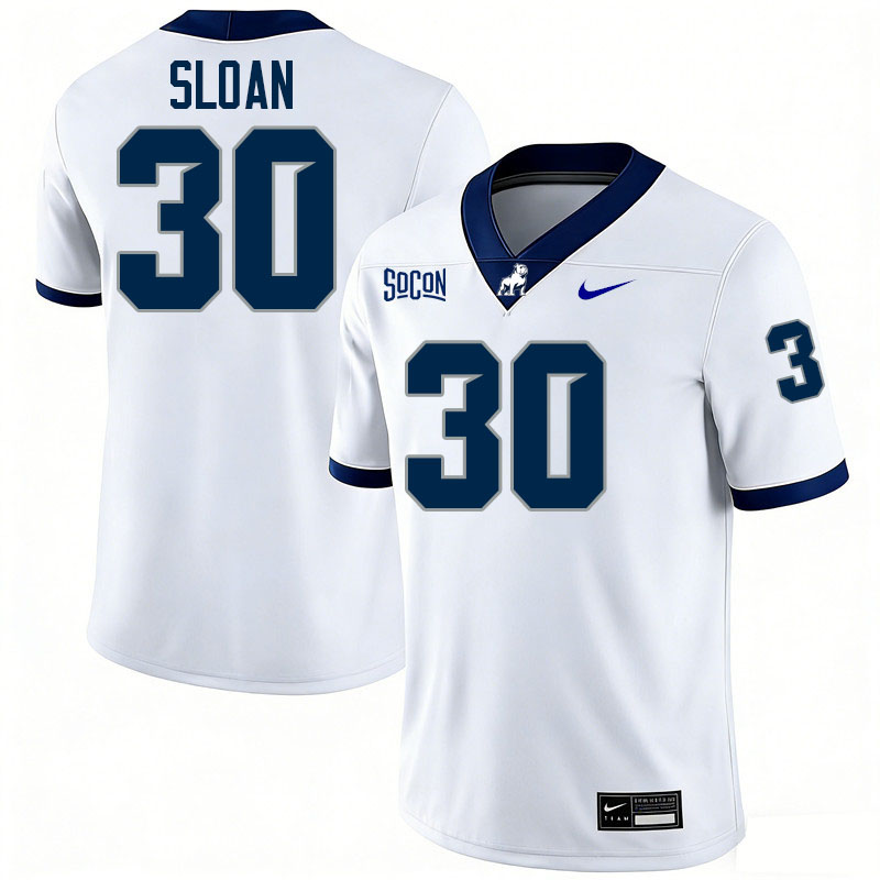 Samford Bulldogs #30 Carson Sloan College Football Jerseys,Uniforms-White